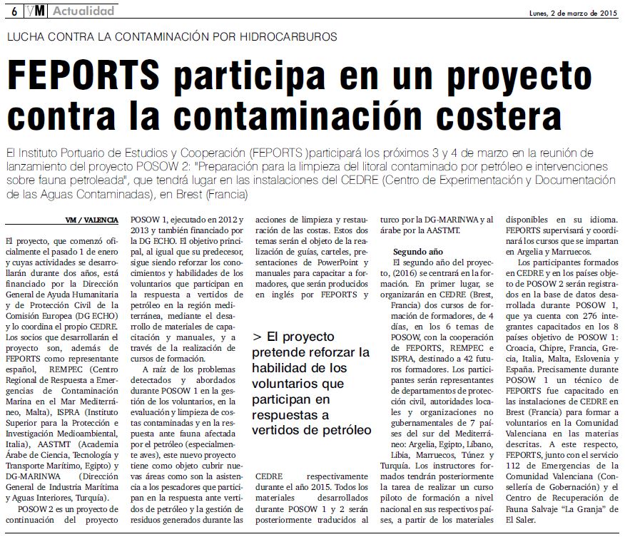 Valencia Maritima FEPORTS Press release March 2015